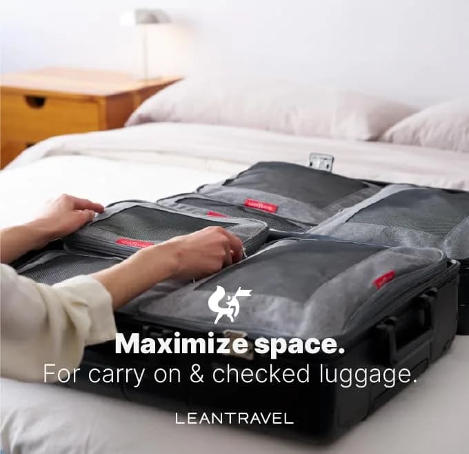 LeanTravel Premium Compression Packing Cubes for Travel - Suitcase Organizer Bags with Double Zipper & Breathable Mesh Panel - Space Saving Carry On Luggage Essentials (1 Medium Bag, Grey) - view 6