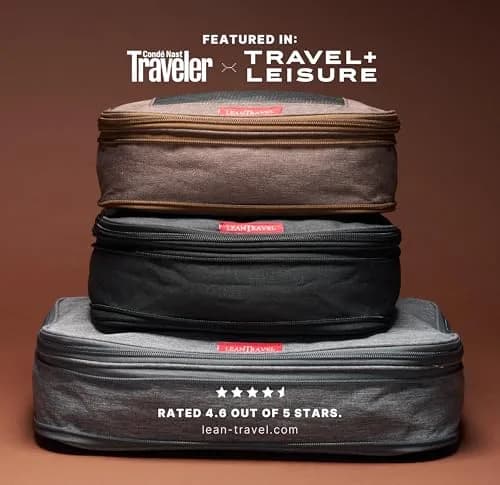 LeanTravel Premium Compression Packing Cubes for Travel - Suitcase Organizer Bags with Double Zipper & Breathable Mesh Panel - Space Saving Carry On Luggage Essentials (1 Medium Bag, Grey) thumbnail 7