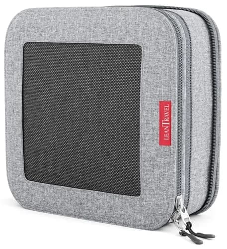 LeanTravel Premium Compression Packing Cubes for Travel - Suitcase Organizer Bags with Double Zipper & Breathable Mesh Panel - Space Saving Carry On Luggage Essentials (1 Medium Bag, Grey) thumbnail 1