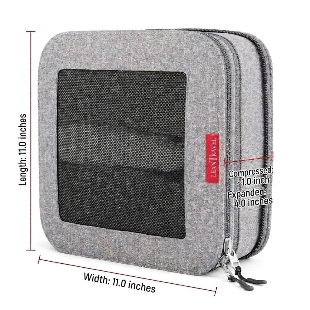 LeanTravel Premium Compression Packing Cubes for Travel - Suitcase Organizer Bags with Double Zipper & Breathable Mesh Panel - Space Saving Carry On Luggage Essentials (1 Medium Bag, Grey) - view 4