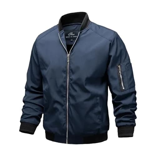 TLZC Men's Lightweight Bomber Jacket Windbreaker Slim Fit Active Coat Outerwear (Blue, X-Large) | Windproof & Water-Resistant thumbnail 1