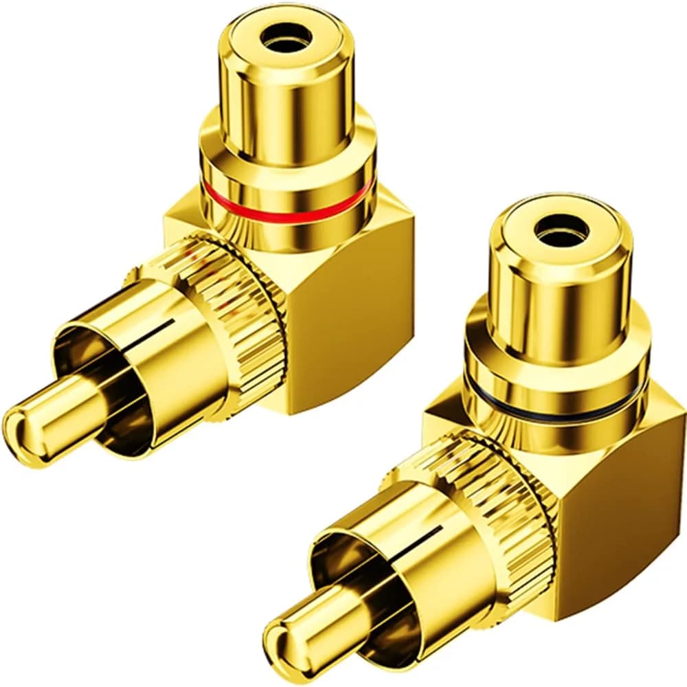 Warmstor 2-Pack RCA Right Angle Adapter 90 Degree Male to Female Connector | Extends Less Than 1 Inch
