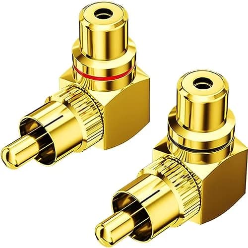 Warmstor 2-Pack RCA Right Angle Adapter 90 Degree Male to Female Connector | Extends Less Than 1 Inch thumbnail 1