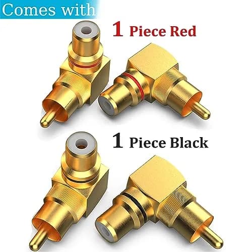 Warmstor 2-Pack RCA Right Angle Adapter 90 Degree Male to Female Connector | Extends Less Than 1 Inch thumbnail 2