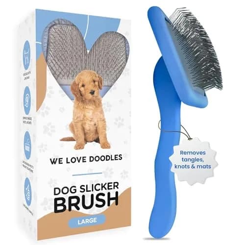 We Love Doodles Slicker Brush for Dogs, Large | Detangles & Removes Mats, Curly Coat, Blue thumbnail 1