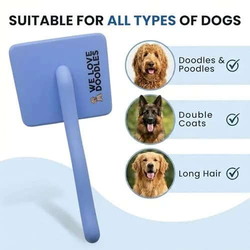 We Love Doodles Slicker Brush for Dogs, Large | Detangles & Removes Mats, Curly Coat, Blue thumbnail 7