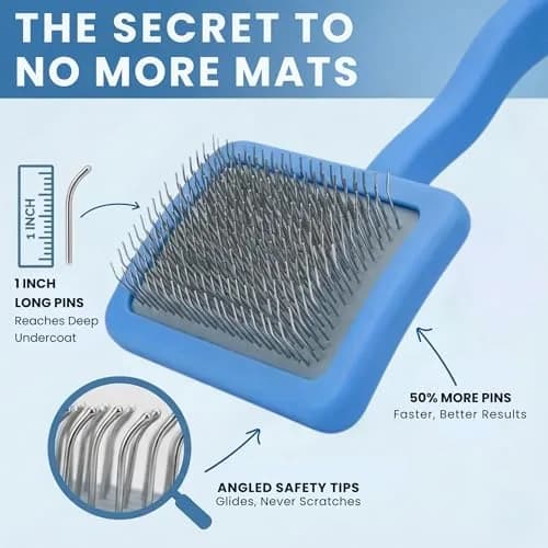 We Love Doodles Slicker Brush for Dogs, Large | Detangles & Removes Mats, Curly Coat, Blue thumbnail 3