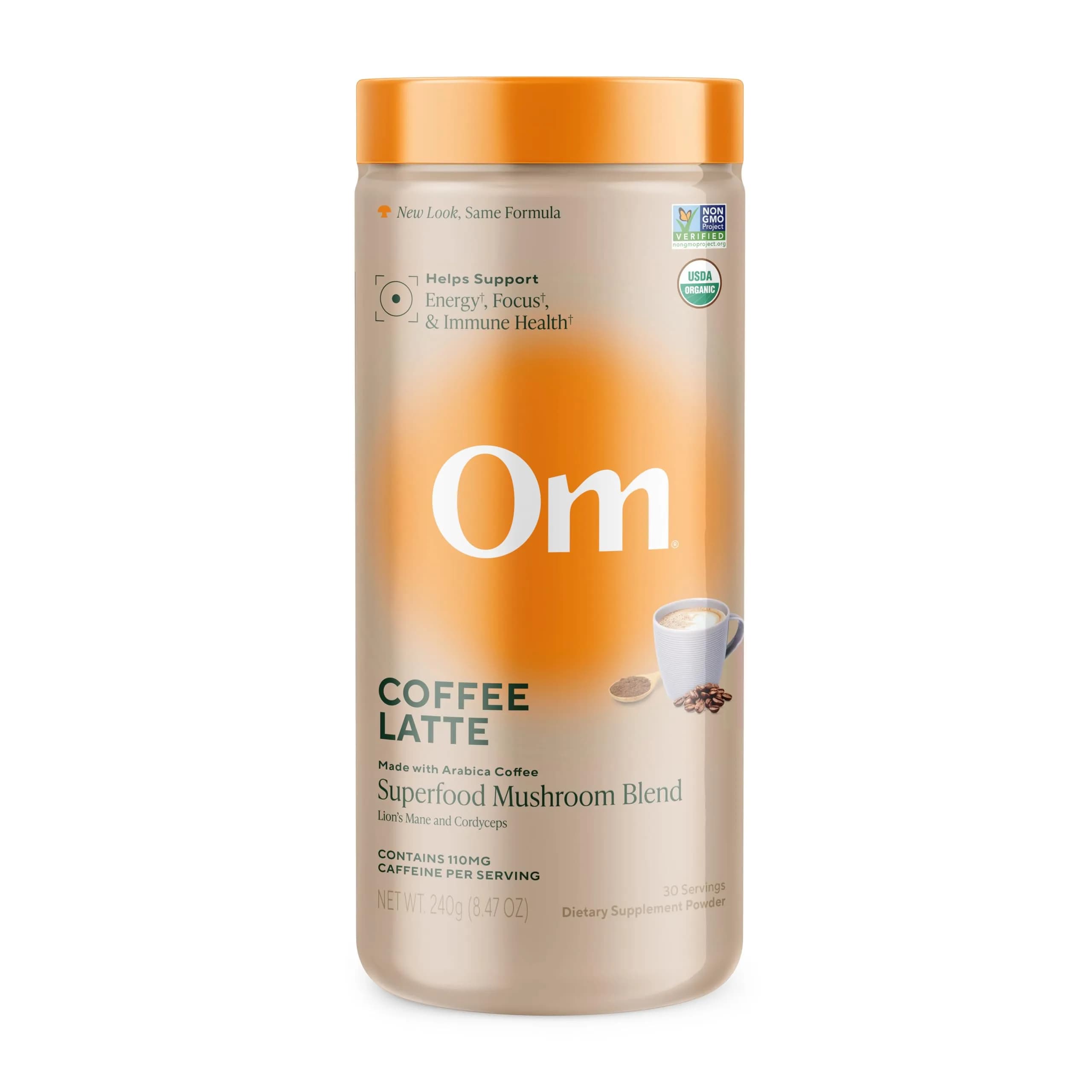 OM MUSHROOM SUPERFOOD Coffee Latte Blend 8.47 oz | Functional Mushroom Powder with Lion’s Mane & Cordyceps for Energy & Focus — Coffee Latte