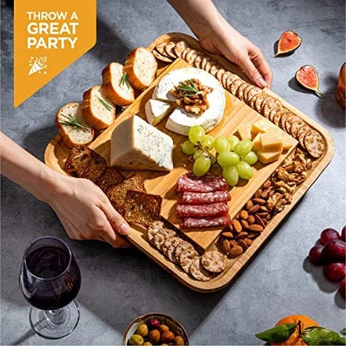 Bambüsi Personalized Charcuterie Board 14.5" x 14" Bamboo & Stainless Steel | Engraved Wedding Gift thumbnail 5