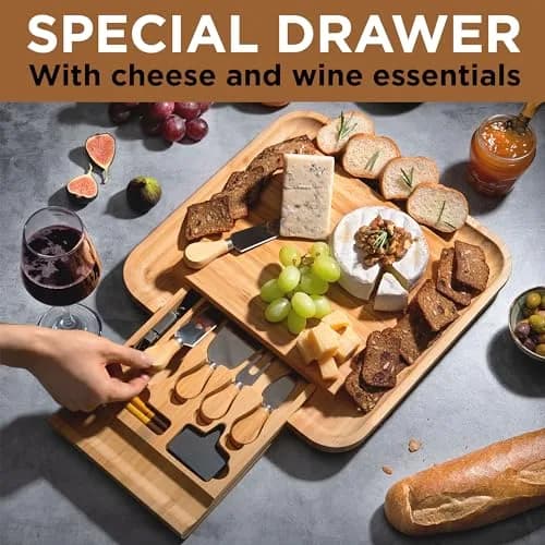 Bambüsi Personalized Charcuterie Board 14.5" x 14" Bamboo & Stainless Steel | Engraved Wedding Gift thumbnail 3