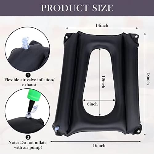 Namalu Inflatable Bed Sore Cushion for Pressure Sore Relief Tailbone Coccyx Cushion for Bedridden Elderly, Wheelchair Chair Pad (Black) | Breathable Nursing Pad thumbnail 2