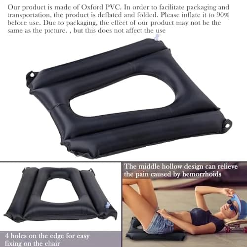 Namalu Inflatable Bed Sore Cushion for Pressure Sore Relief Tailbone Coccyx Cushion for Bedridden Elderly, Wheelchair Chair Pad (Black) | Breathable Nursing Pad thumbnail 4