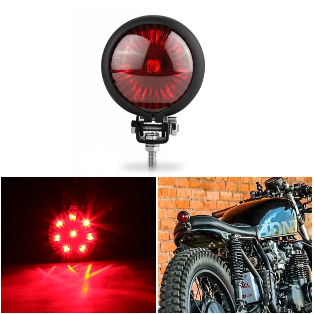 keepdsgn Bates Style LED Tail Light Red 12V | Universal Motorcycle Rear Lamp for Cafe Racer, Bobber, Chopper