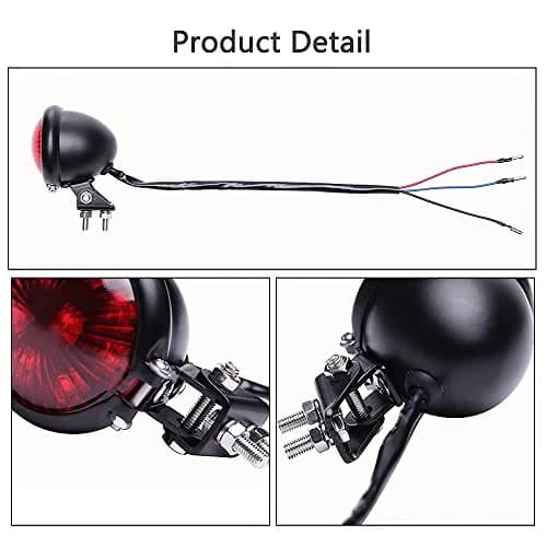 keepdsgn Bates Style LED Tail Light Red 12V | Universal Motorcycle Rear Lamp for Cafe Racer, Bobber, Chopper thumbnail 4