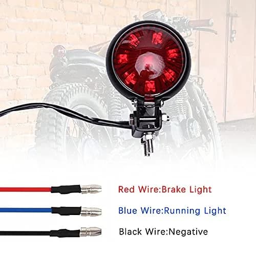 keepdsgn Bates Style LED Tail Light Red 12V | Universal Motorcycle Rear Lamp for Cafe Racer, Bobber, Chopper thumbnail 5