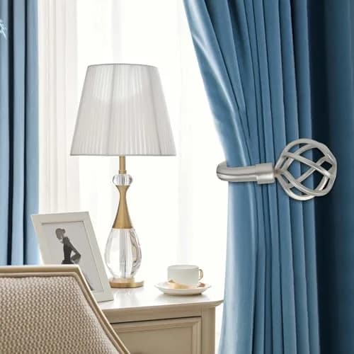 HIKMLK Curtain Holdbacks 2pcs | Solid Cast Iron Heavy Duty Wall Hooks (Satin Nickel) thumbnail 4