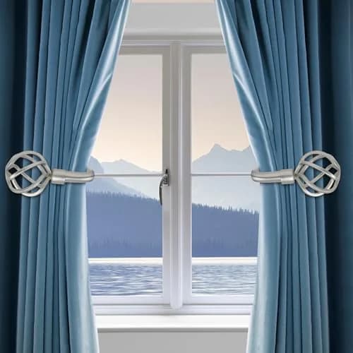 HIKMLK Curtain Holdbacks 2pcs | Solid Cast Iron Heavy Duty Wall Hooks (Satin Nickel) thumbnail 5