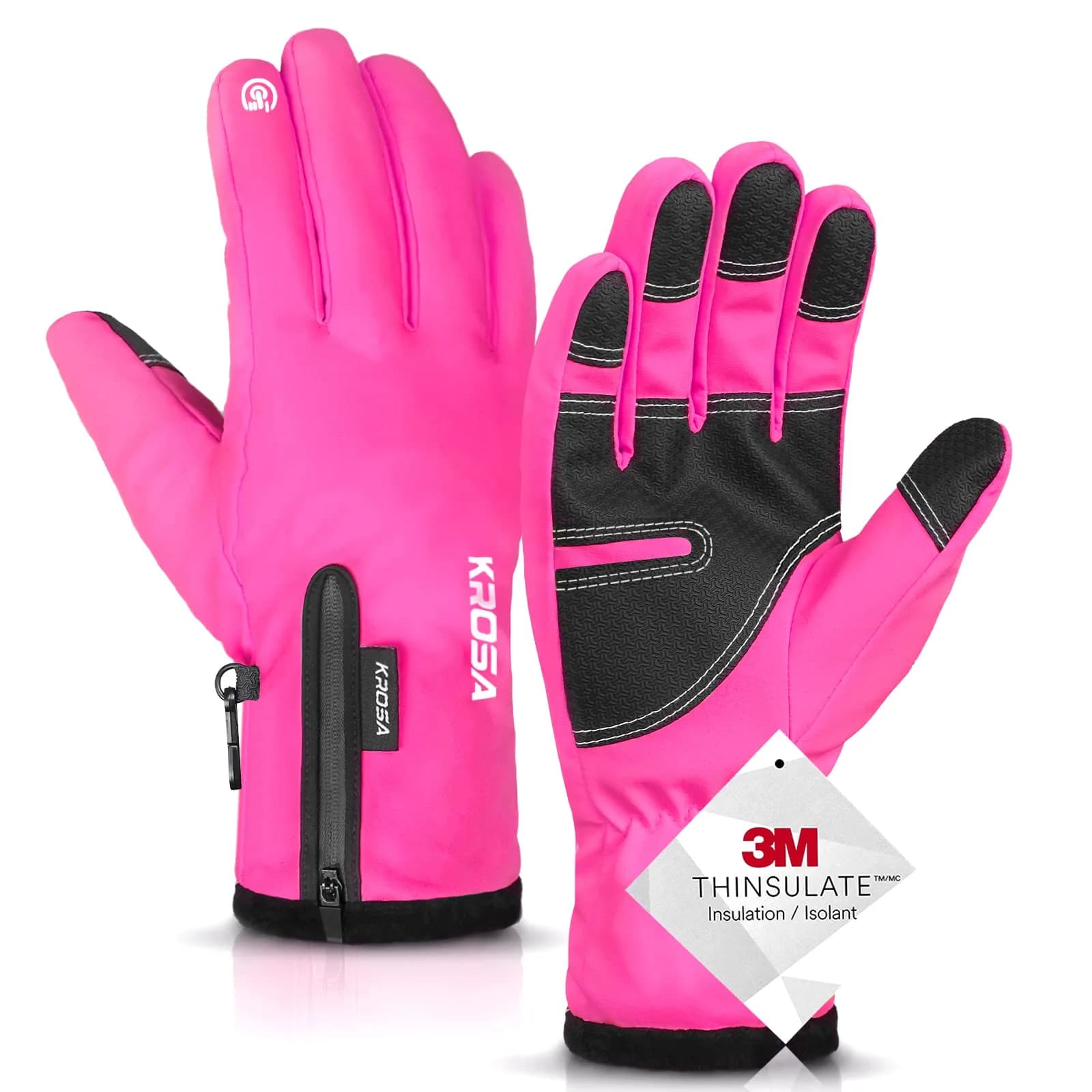 krosa -10℉ Winter Gloves for Men Women Made with 3M Thinsulate | Waterproof Ski Gloves for Cold Weather with 10 Touchscreen Fingers