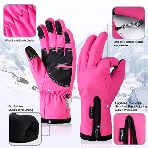 krosa -10℉ Winter Gloves for Men Women Made with 3M Thinsulate | Waterproof Ski Gloves for Cold Weather with 10 Touchscreen Fingers thumbnail 5