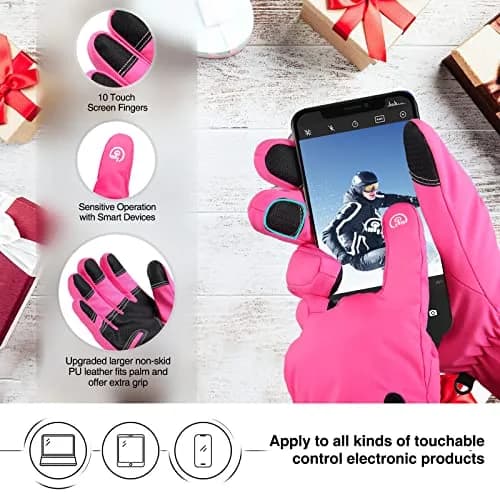 krosa -10℉ Winter Gloves for Men Women Made with 3M Thinsulate | Waterproof Ski Gloves for Cold Weather with 10 Touchscreen Fingers thumbnail 3