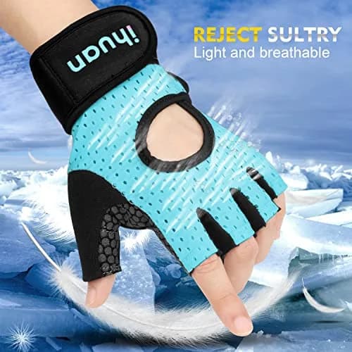 ihuan Breathable Weight Lifting Gloves: Fingerless Workout Gym | Wrist Support | Enhance Palm Protection | Extra Grip for Fitness Training thumbnail 2