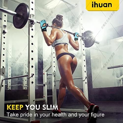 ihuan Breathable Weight Lifting Gloves Medium Green | Fingerless Workout Gym Gloves with Wrist Support & Extra Grip thumbnail 3
