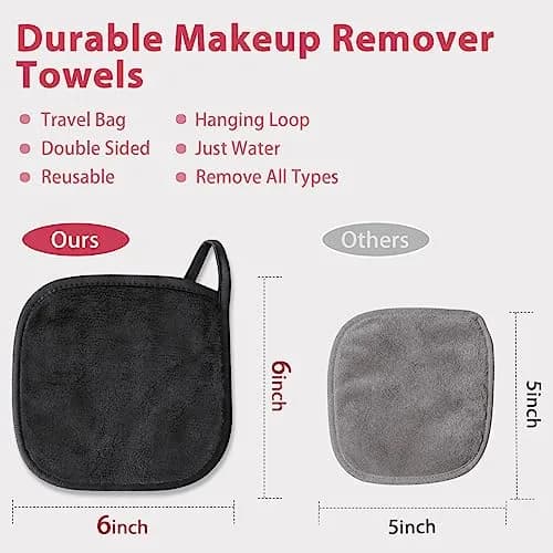 Natwag Reusable Makeup Remover Cloths 6" x 6" (15cm x 15cm) — 12 Pack Grey | Microfiber Face Washcloths for Gentle Cleansing thumbnail 6