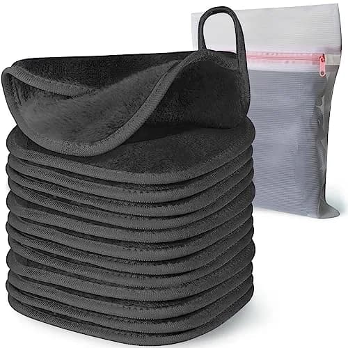 Natwag Reusable Makeup Remover Cloths 6" x 6" (15cm x 15cm) — 12 Pack Grey | Microfiber Face Washcloths for Gentle Cleansing thumbnail 1