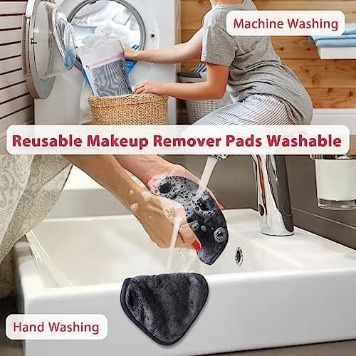 Natwag Reusable Makeup Remover Cloths 6" x 6" (15cm x 15cm) — 12 Pack Grey | Microfiber Face Washcloths for Gentle Cleansing thumbnail 7