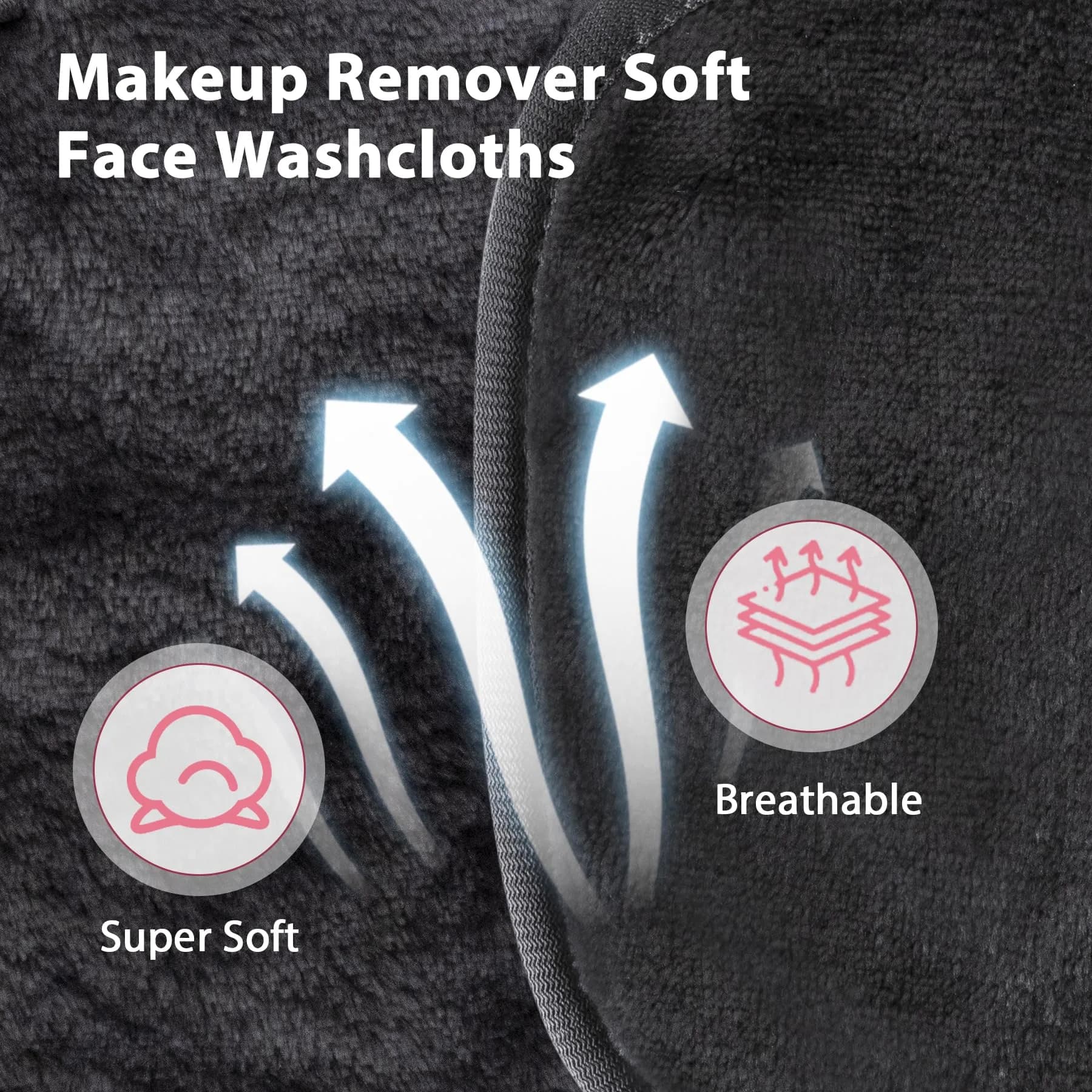 Natwag Reusable Makeup Remover Cloths 6" x 6" (15cm x 15cm) — 12 Pack Grey | Microfiber Face Washcloths for Gentle Cleansing - view 3