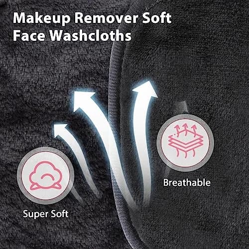 Natwag Reusable Makeup Remover Cloths 6" x 6" (15cm x 15cm) — 12 Pack Grey | Microfiber Face Washcloths for Gentle Cleansing thumbnail 3