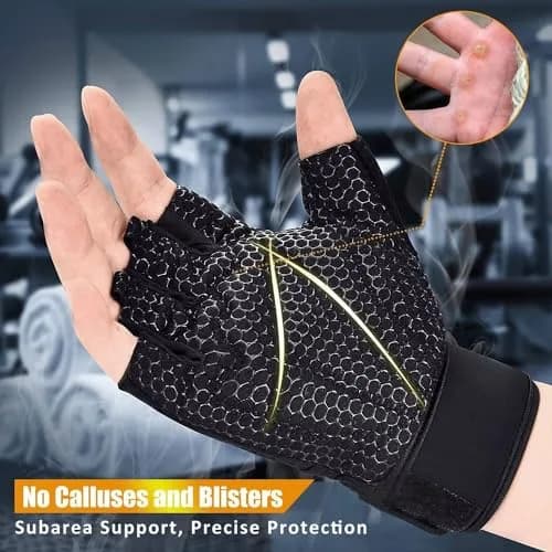 ihuan Breathable Weight Lifting Gloves: Fingerless Workout Gym | Wrist Support | Extra Grip (70-120c) thumbnail 4