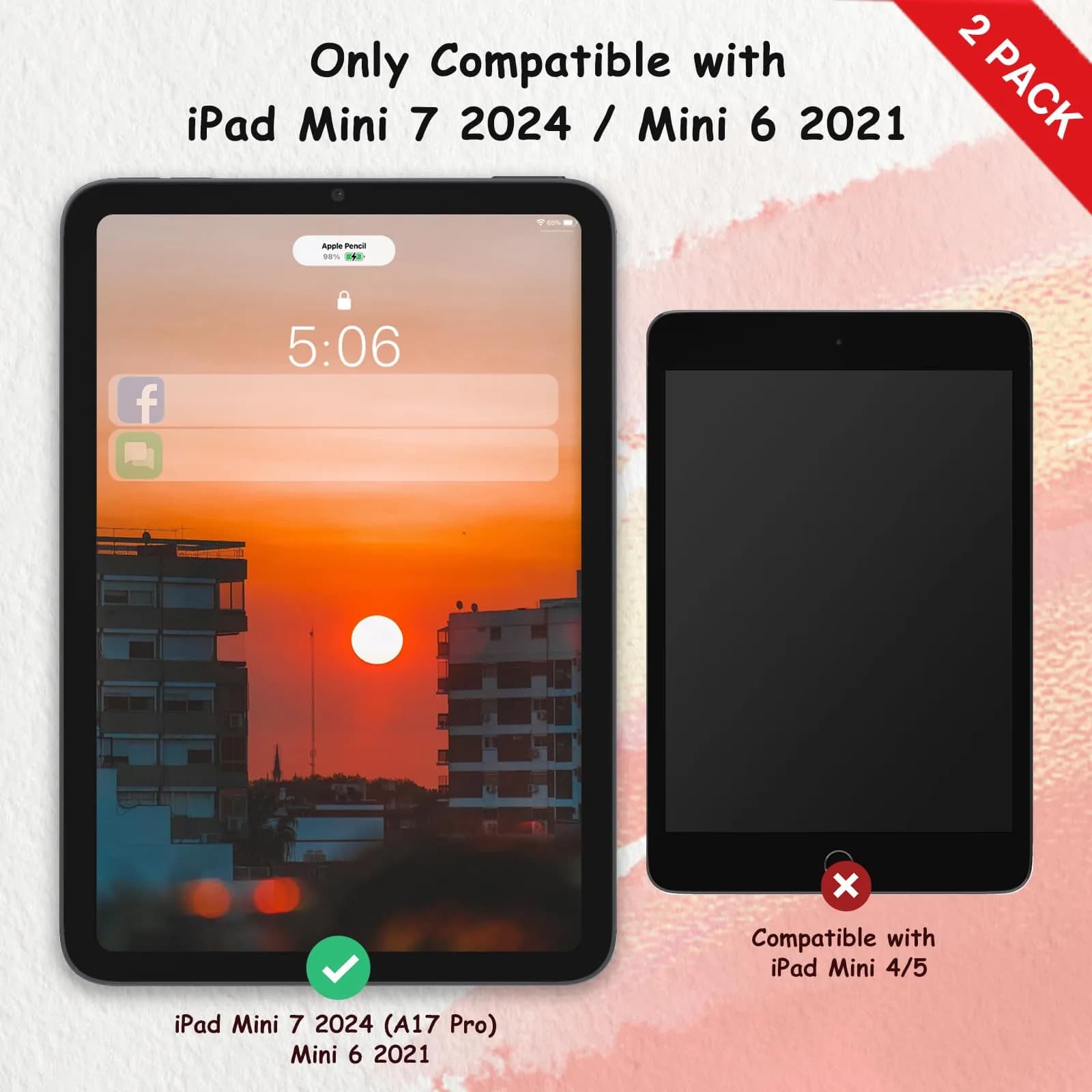 bersem Paperfeel Screen Protector for iPad Mini 7 (A17 Pro) / Mini 6 (8.3 inch) | Matte, Anti-Glare, Apple Pencil Compatible - view 2