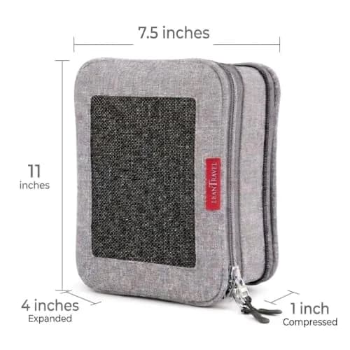 LeanTravel Premium Compression Packing Cubes for Travel - Suitcase Organizer Bags with Double Zipper & Breathable Mesh Panel - Space Saving Carry On Luggage Essentials (1 Small Bag, Grey) thumbnail 5