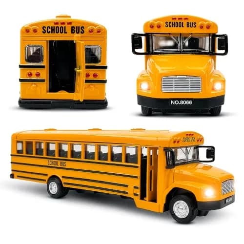 Liberty Imports Non-Riding Toy Vehicle 8" Diecast School Bus with Lights & Sounds | Realistic, Durable, Interactive Play thumbnail 1