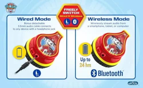 eKids Paw Patrol Marshall Bluetooth Headphones for Kids | Kid-Friendly Stereo Sound thumbnail 7
