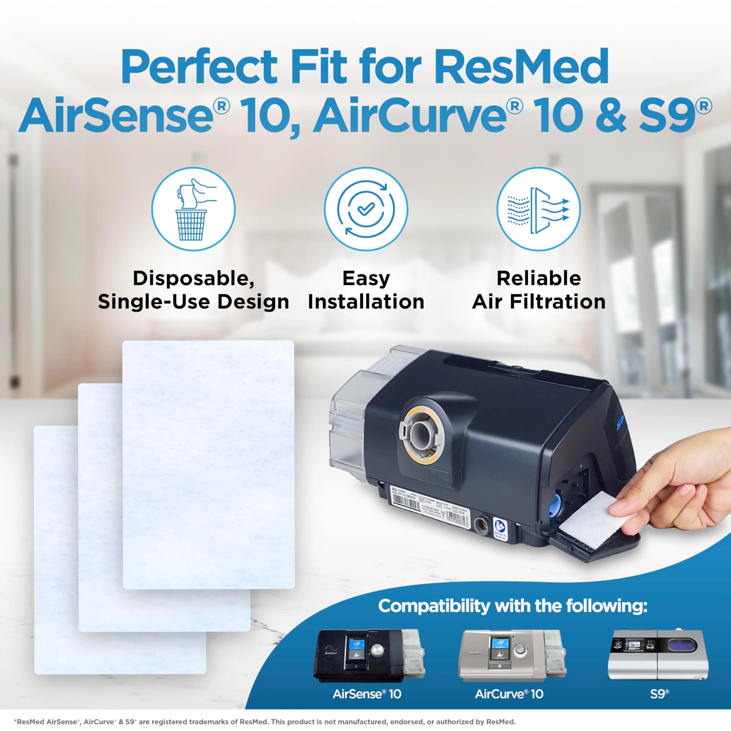 RespLabs CPAP Filters for ResMed AirSense 10 & AirCurve 10, 180 Count | 3+ Year Supply - view 2