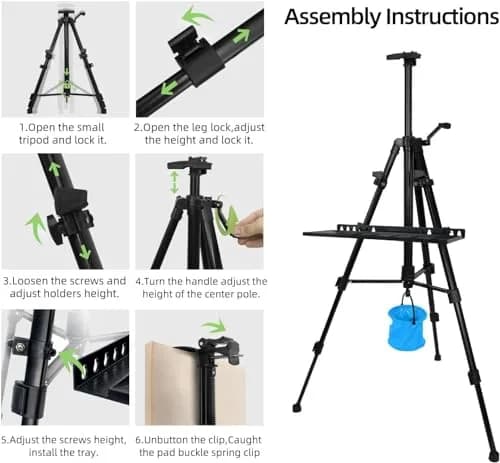 Newzealkids Black Adjustable Art Easel Stand 57cm-155cm (20"-61") | Lightweight Aluminum Tripod for Painting & Display thumbnail 8