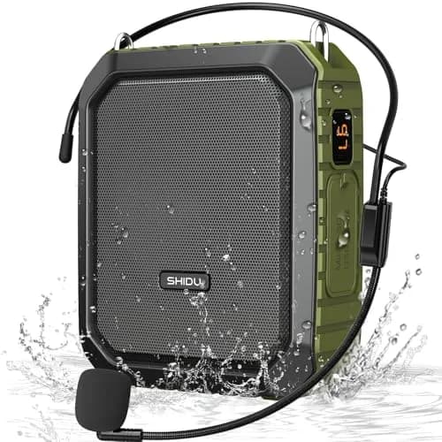 SHIDU Voice Amplifier for Teacher with Portable Microphone Waterproof | 18W Bluetooth PA System, 12H Battery, IPX5 Waterproof thumbnail 1