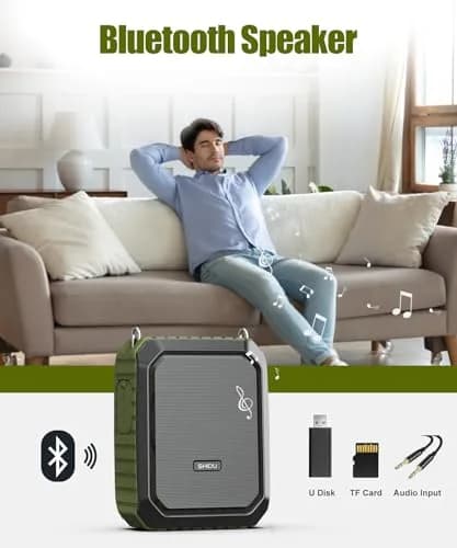SHIDU Voice Amplifier for Teacher with Portable Microphone Waterproof | 18W Bluetooth PA System, 12H Battery, IPX5 Waterproof thumbnail 4