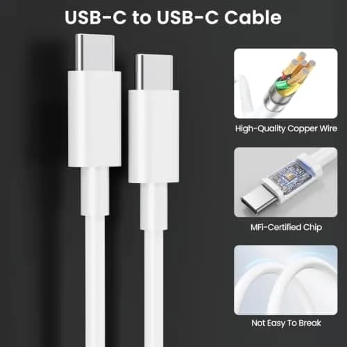 Aevonz 20W USB C Fast Charger & 10ft Cable Set | PD 3.0 Power Adapter for iPads & iPhones thumbnail 4