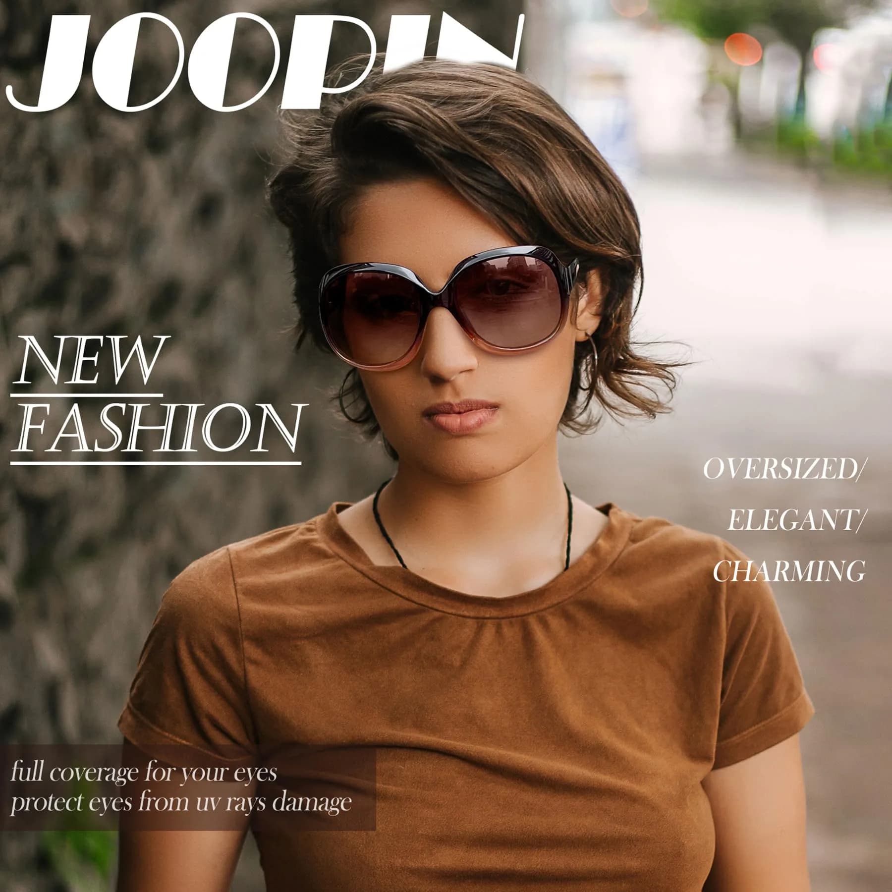 Joopin Oversized Butterfly Sunglasses - Gradient Brown/Brown Gradient - view 2