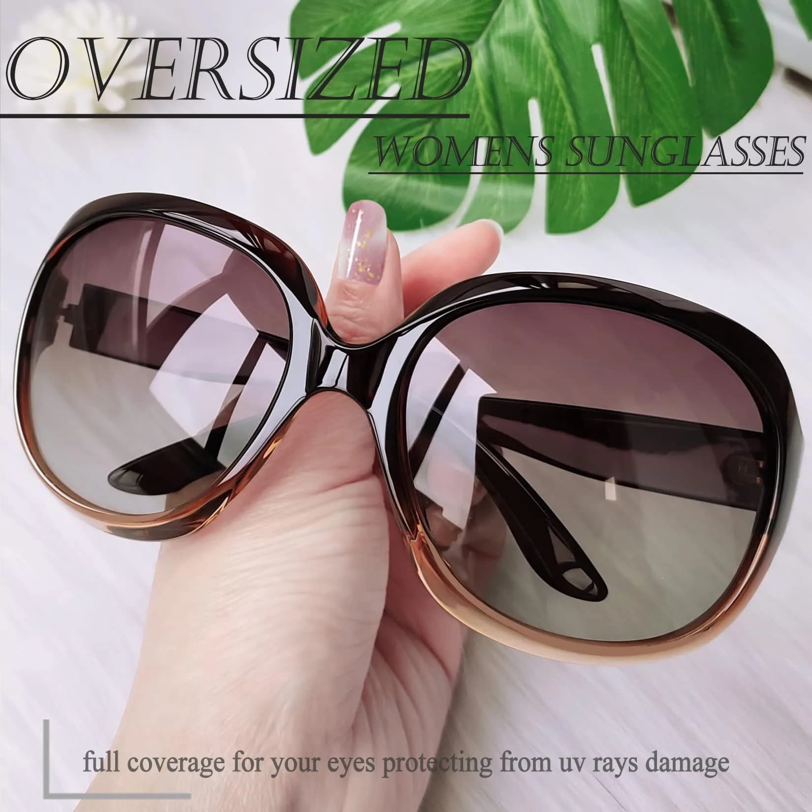 Joopin Oversized Butterfly Sunglasses - Gradient Brown/Brown Gradient - view 3