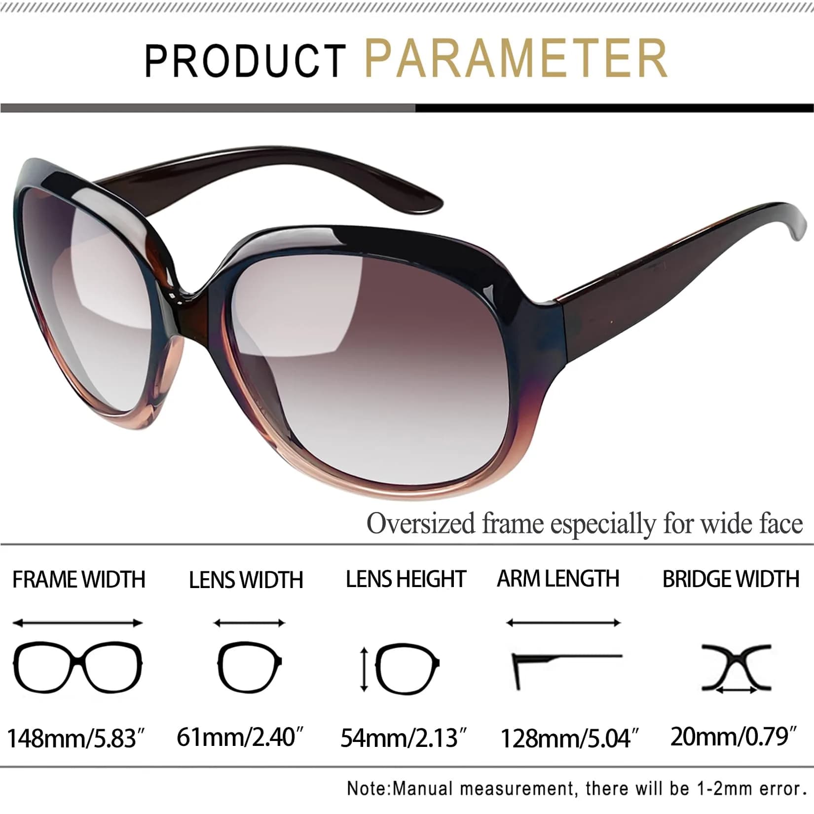Joopin Oversized Butterfly Sunglasses - Gradient Brown/Brown Gradient - view 4