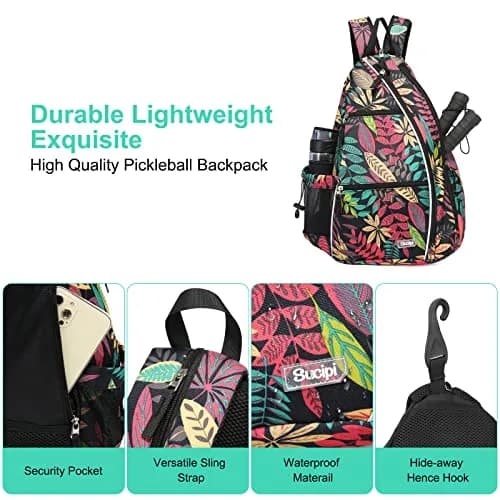 Sucipi Pickleball Bag for Men & Women,Convertible Backpack with Fence Hook | Large Capacity, Water-Resistant Nylon, 6 Paddle Slots thumbnail 5