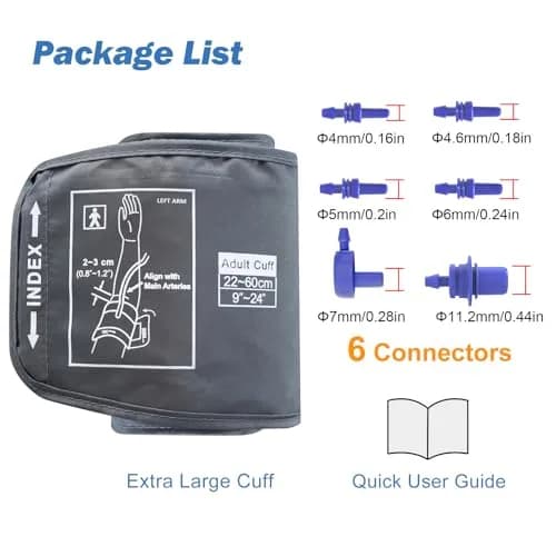 ELERA Extra Large Blood Pressure Cuff 22-60cm (9"-24") | Compatible XL Replacement Cuff with 6 Connectors thumbnail 4