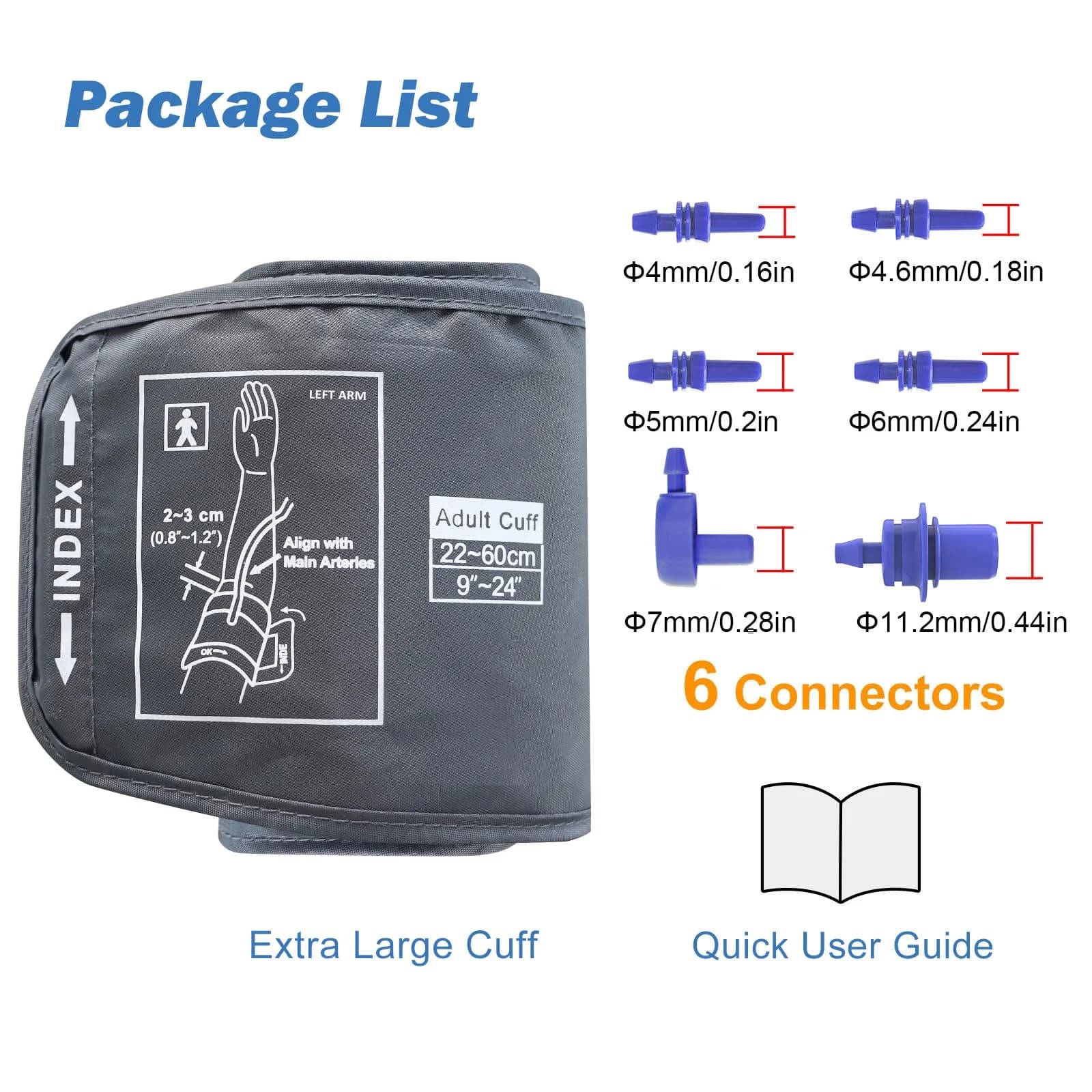 ELERA Extra Large Blood Pressure Cuff 22-60cm (9"-24") | Compatible XL Replacement Cuff with 6 Connectors - view 4