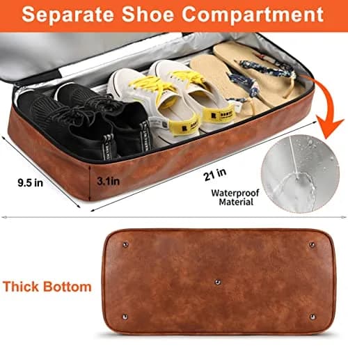 IBFUN Weekender Bags for Women, 21" Travel Duffle Bag with Shoe Compartment | Spacious, Waterproof & Adjustable thumbnail 4