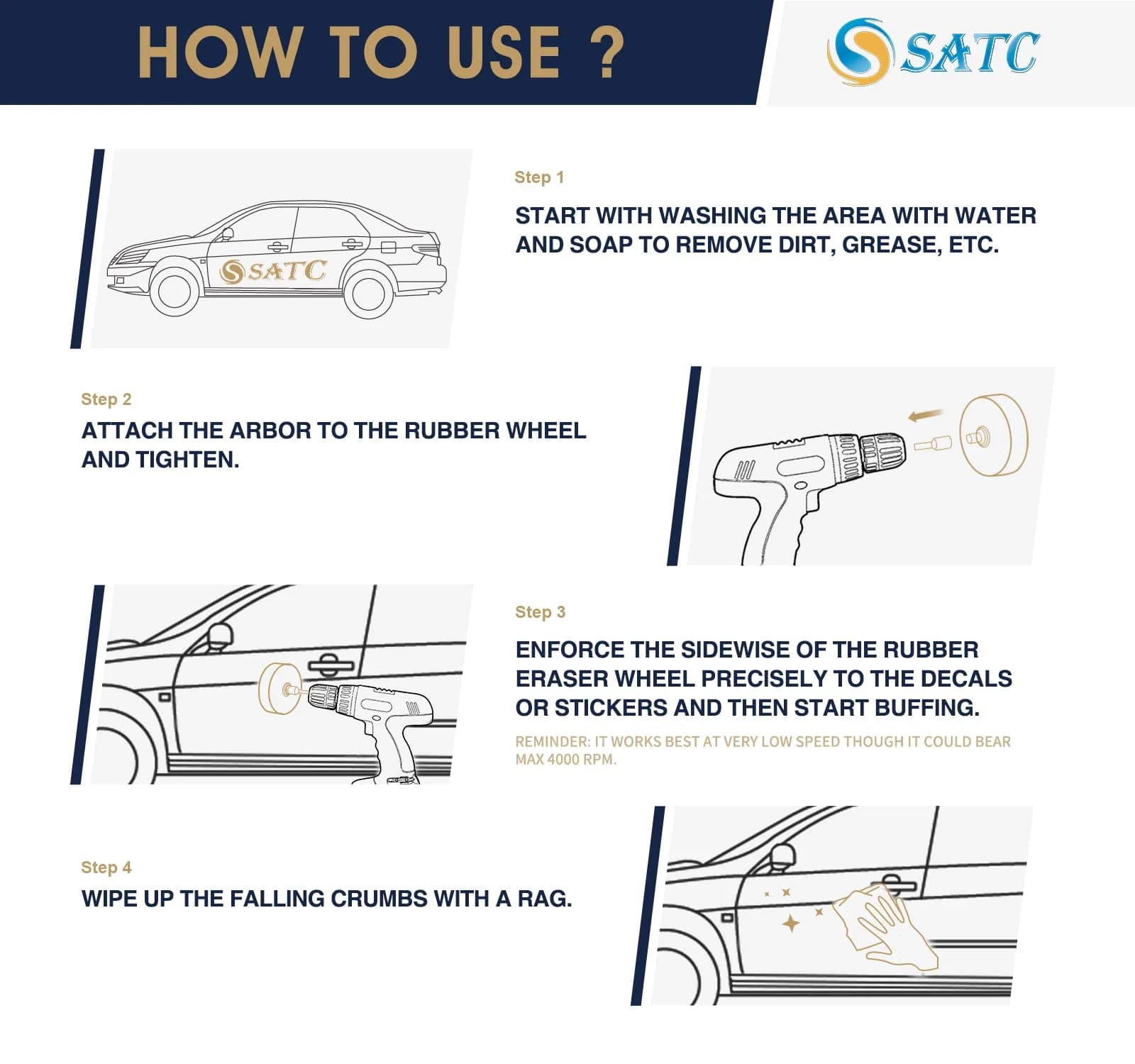 S SATC Eraser Wheel 4 Inch (10.16 cm) Decal Remover with Adapter | Removes Stickers & Adhesives - view 5