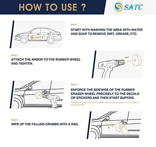 S SATC Eraser Wheel 4 Inch (10.16 cm) Decal Remover with Adapter | Removes Stickers & Adhesives thumbnail 5